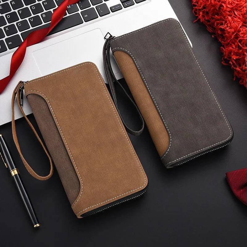 Men's Long Wallet - Fashionable Card Holder with Zipper Pouch - ClubOn
