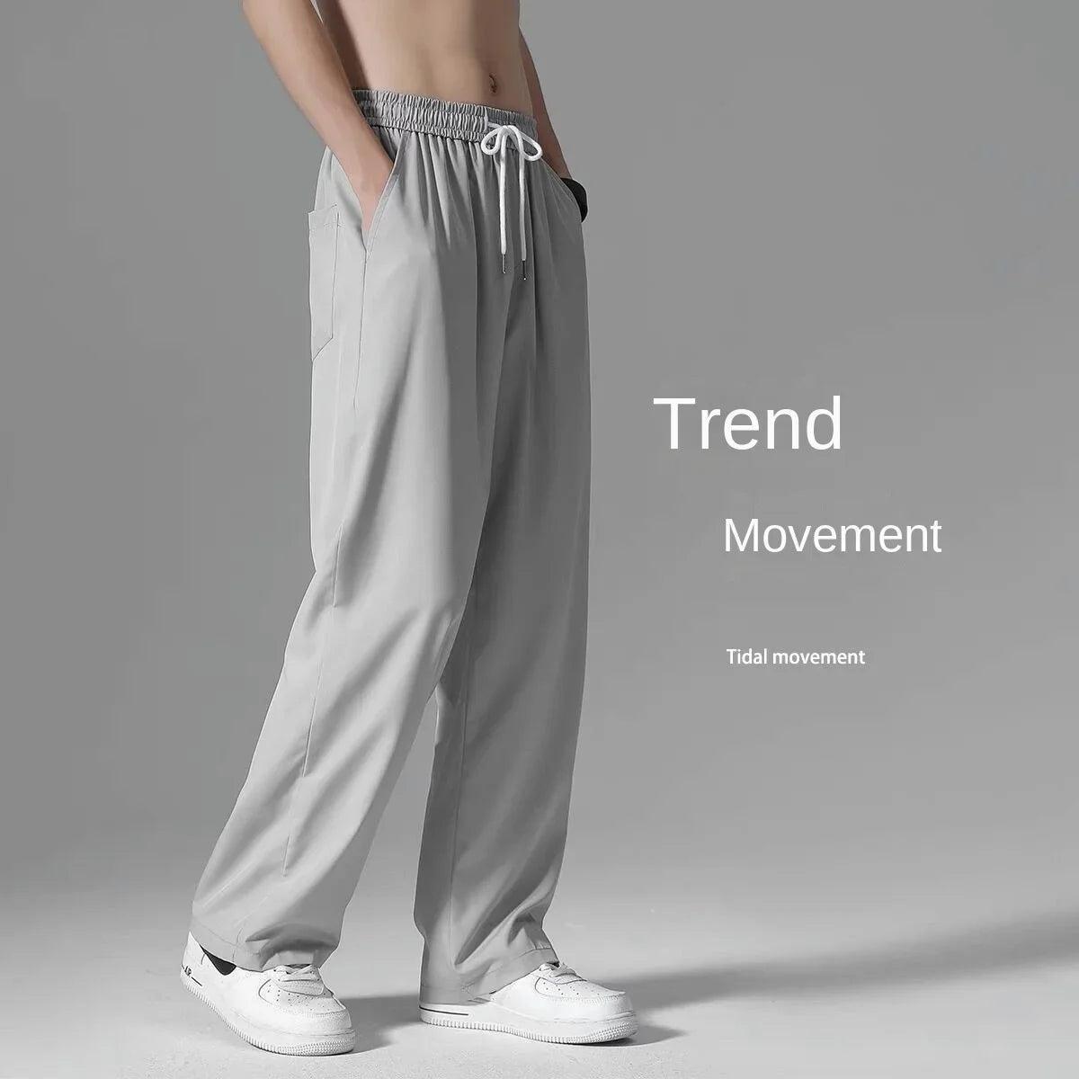 Men's Wide Leg Jogger Pants - Spring Summer Casual Straight-Leg Sports Pants - ClubOn