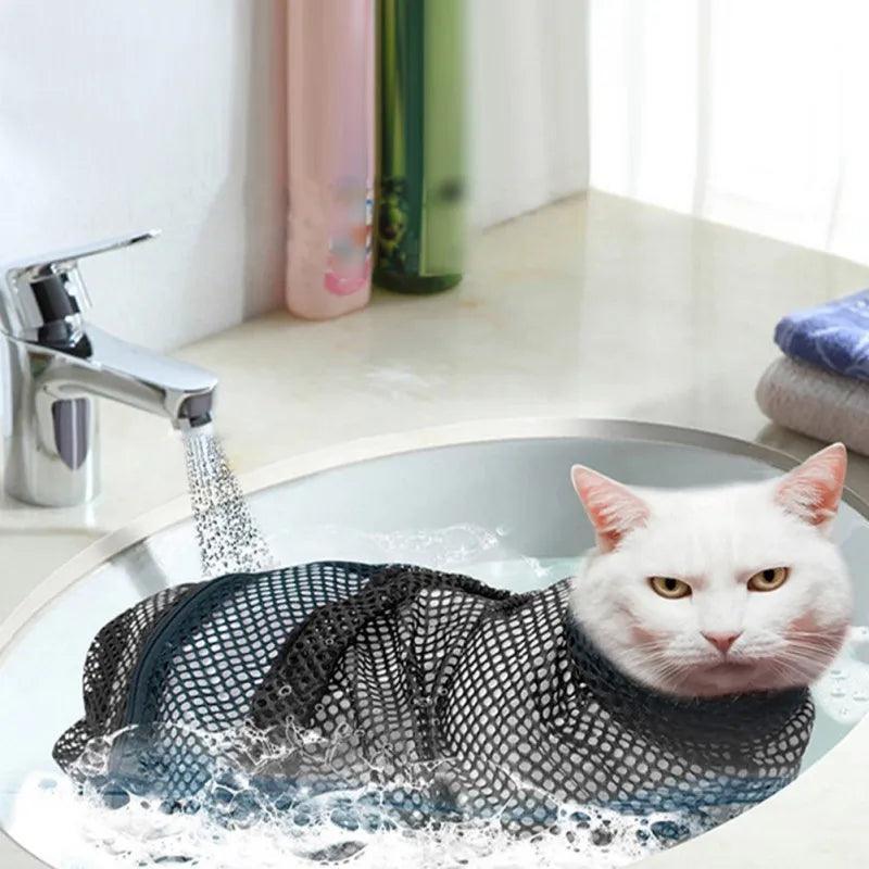Mesh Pet Bath Bag | No-Scratch Grooming & Washing Bag - ClubOn
