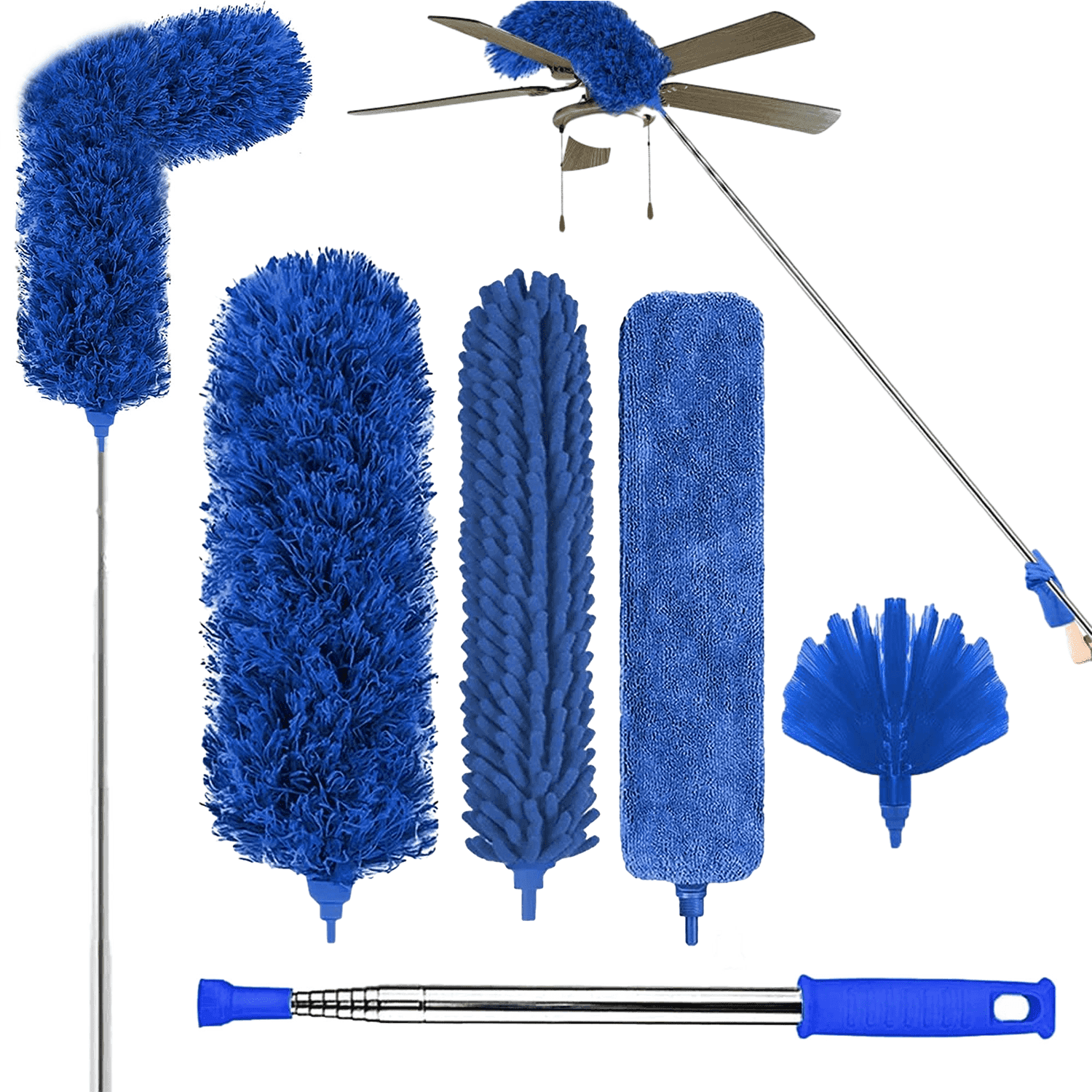 Cleanse Home 8PCS Microfiber Duster Set with Detachable Extension Pole (30-100