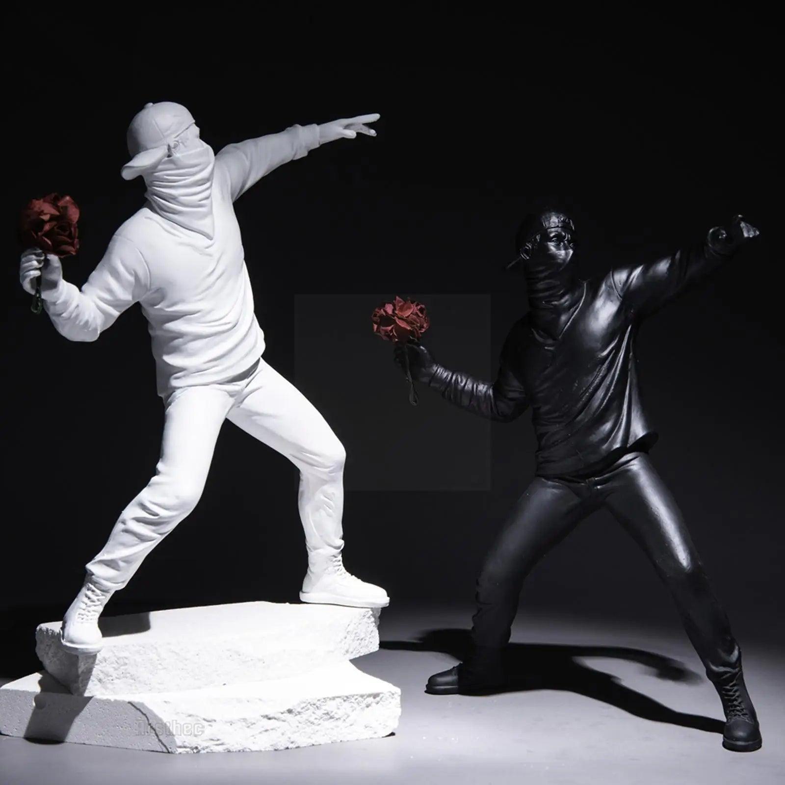 Flower Thrower Statue - Modern Art Resin Banksy Sculpture - ClubOn