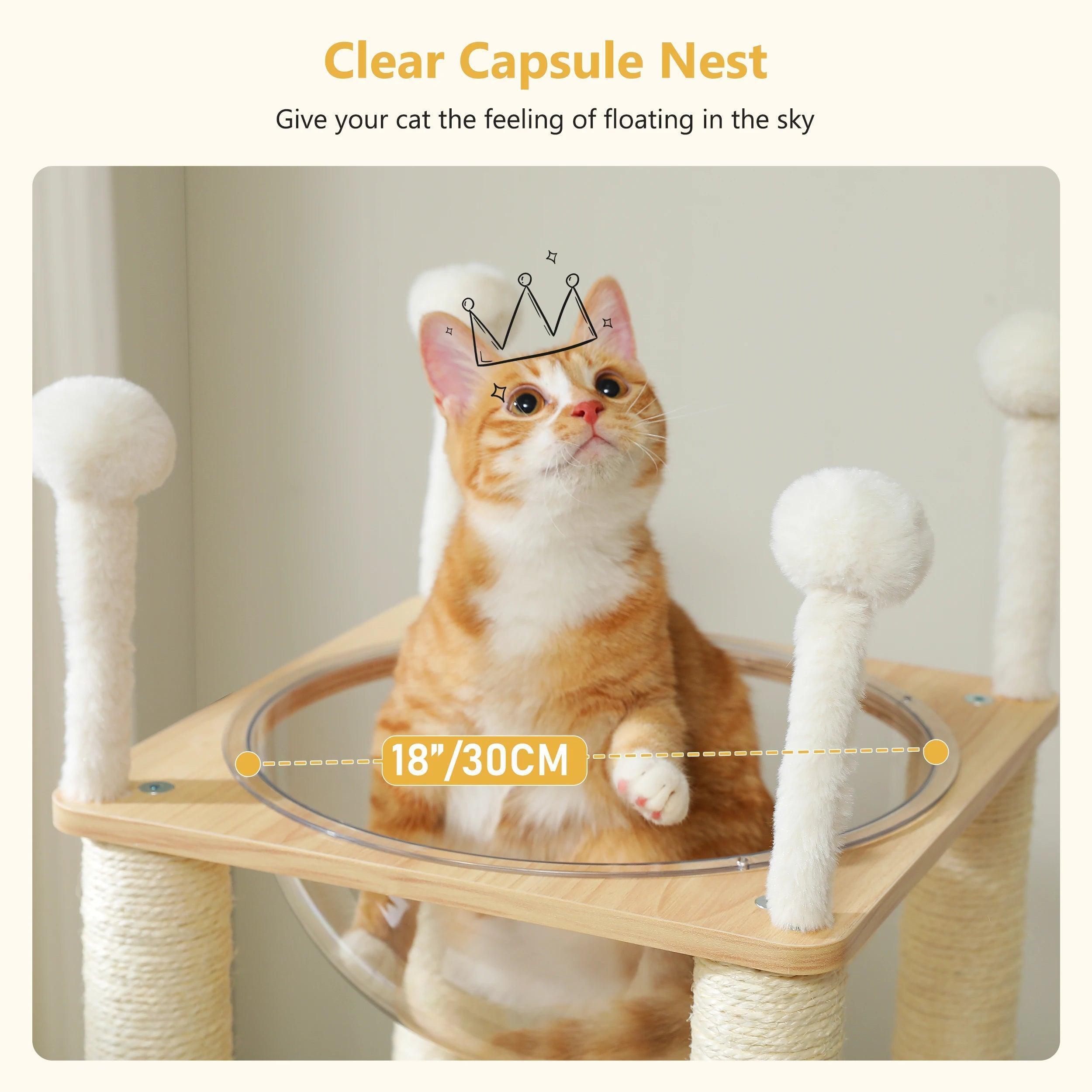 Modern Wooden Cat Tree | 2-Floor Condo with Scratching Posts - ClubOn