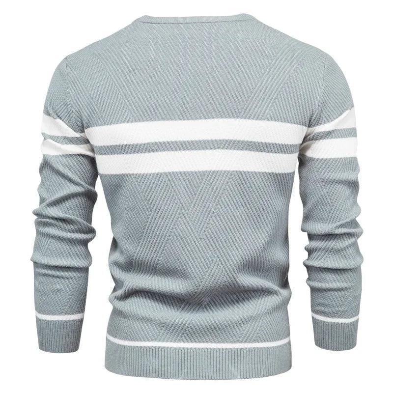 Autumn O-neck Patchwork Long Sleeve Men's Slim Pullover Sweater - Casual Fashion Sweaters for Men - ClubOn