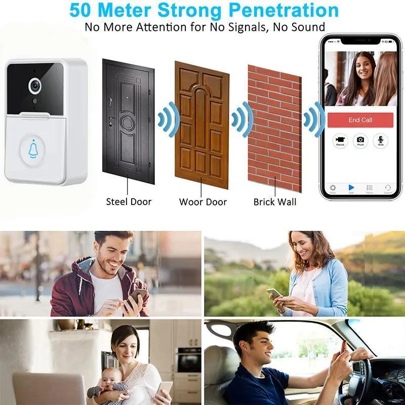 Wireless Security Smart WiFi Doorbell Intercom Video Camera Door Ring Bell Chime - ClubOn
