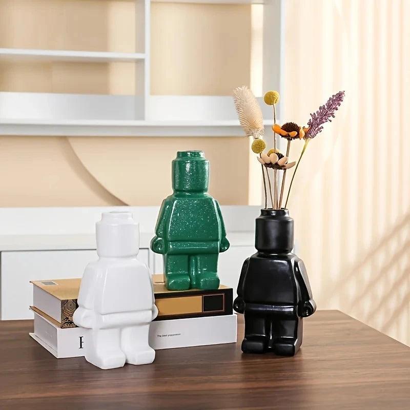 Nordic Style Ceramic Robot Vase - Modern Flower Pot - ClubOn
