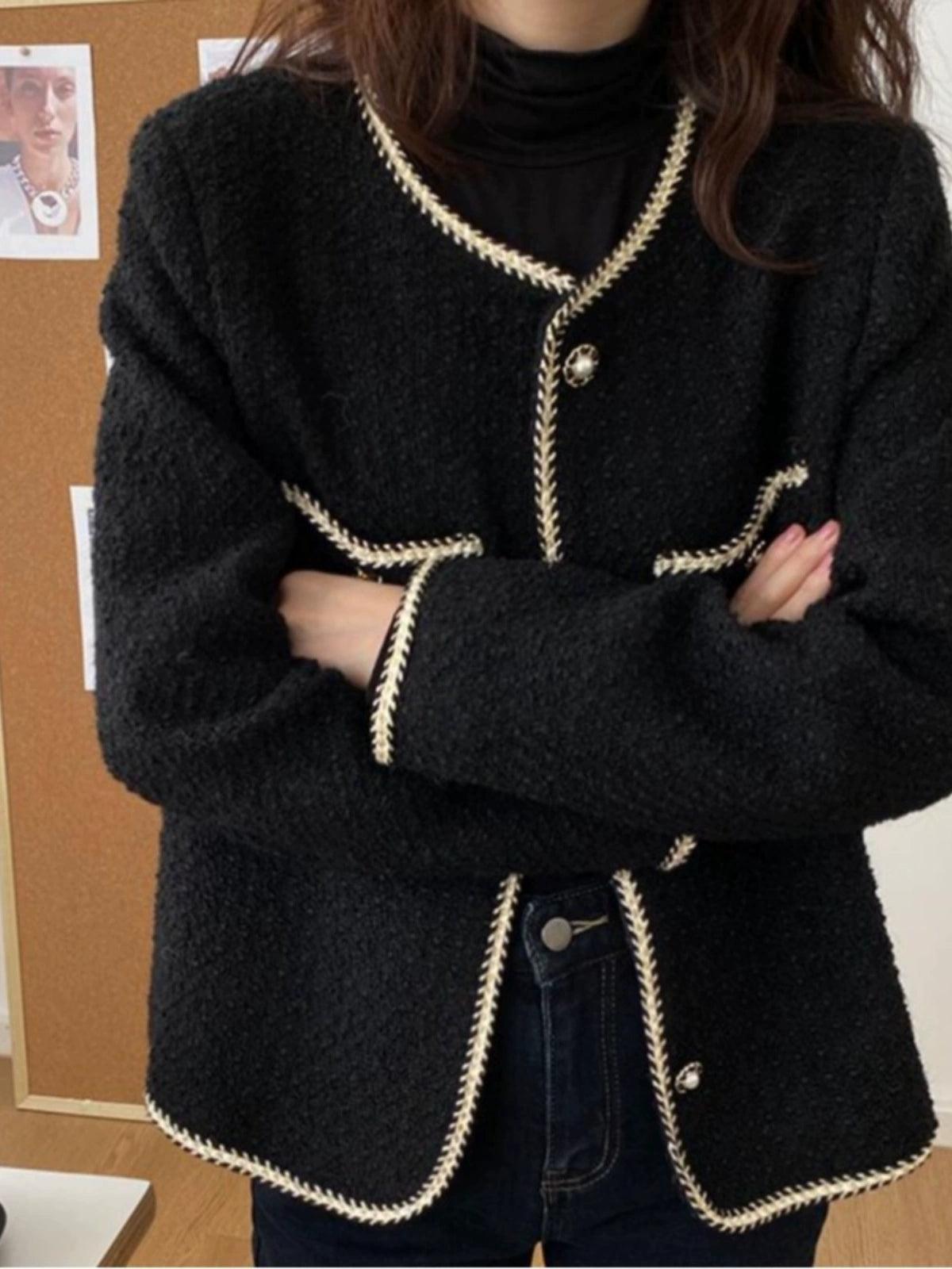 Chic Plus Size French Lady Quilted Jacket - Autumn/Winter - ClubOn