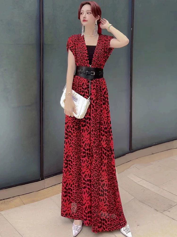 Retro Leopard Print Tube Top Jumpsuit for Women - ClubOn