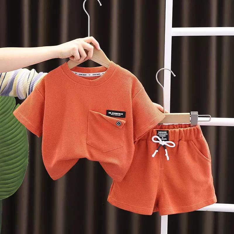 Summer Baby Boys Clothing Set - Solid Short Sleeve T-Shirt & Shorts - ClubOn