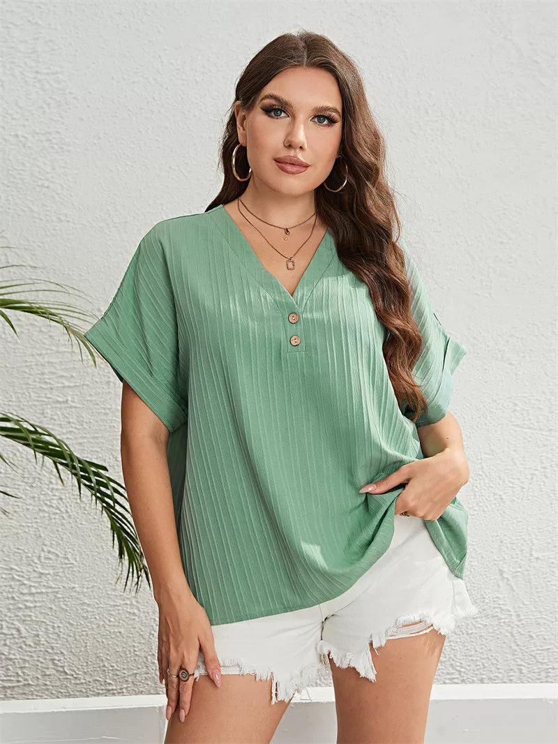 Summer Plus Size Women Loose Tops, Casual Fashion Blouse - ClubOn