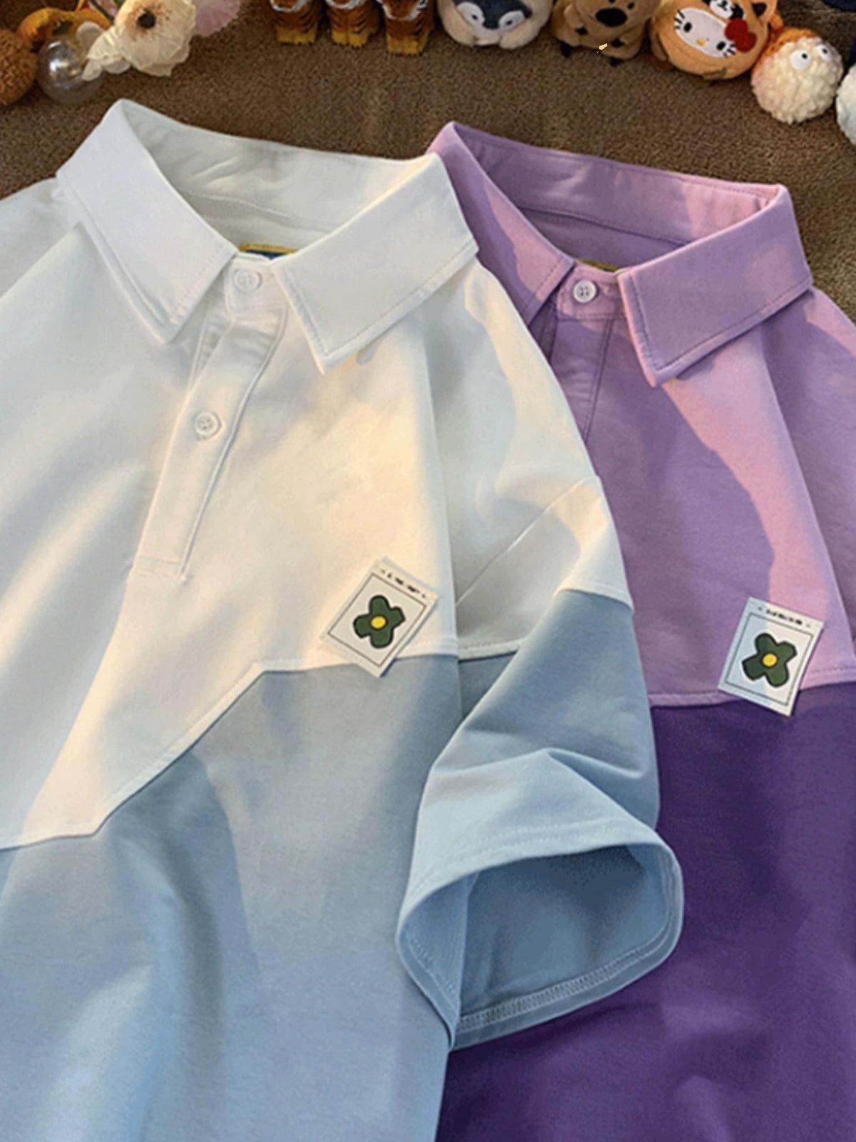 Large Size Men’s Contrast Color POLO Shirt – Summer Short-Sleeved Trendy - ClubOn