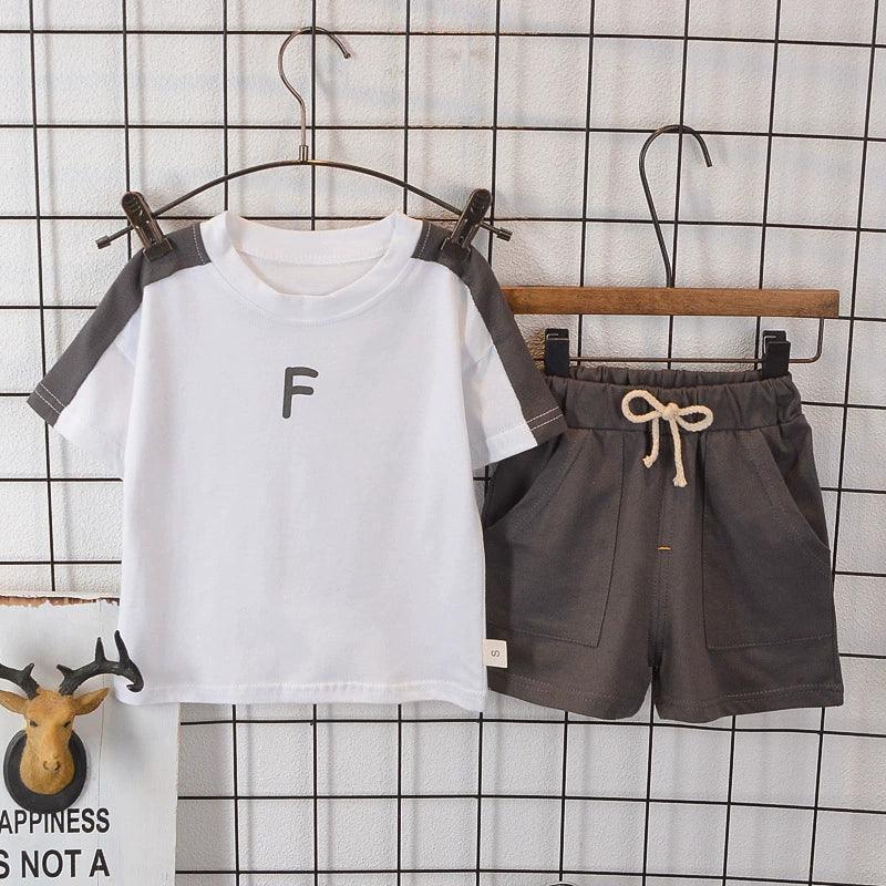 Boys Summer Suit – Korean Letter Short Sleeve Set - ClubOn