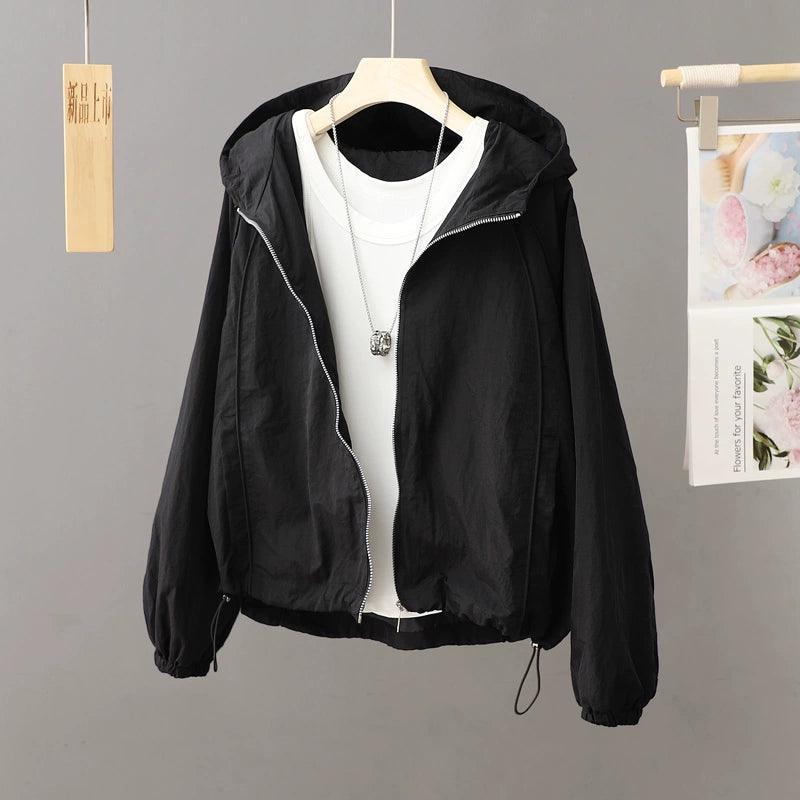 Spring & Autumn Windproof Hooded Short Jacket for Women - ClubOn