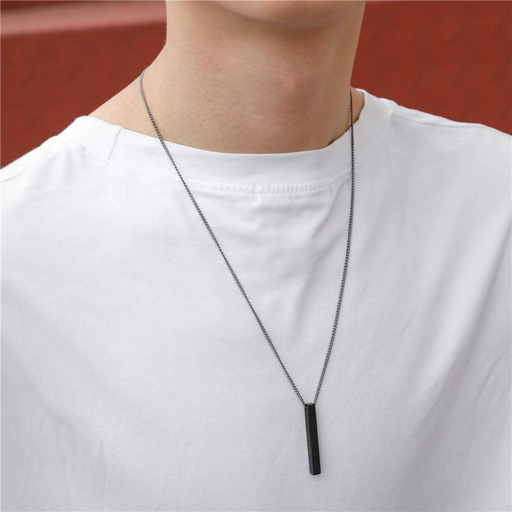 Hot Classic Rectangle Pendant Necklace for Men – Stainless Steel - ClubOn