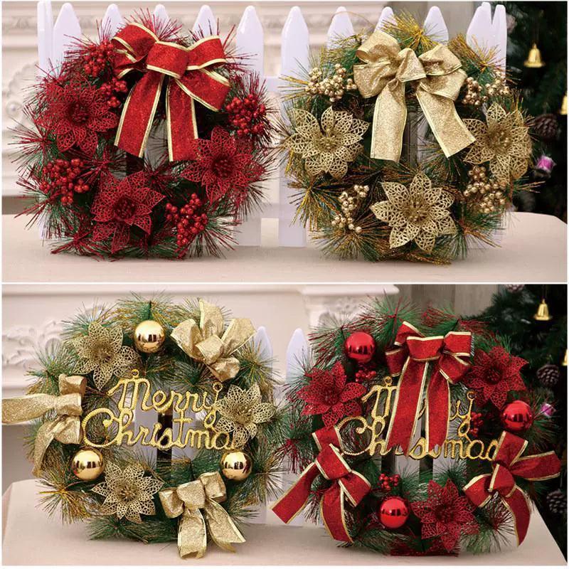 Christmas Floral Rattan Wreath – Holiday Door Decoration - ClubOn