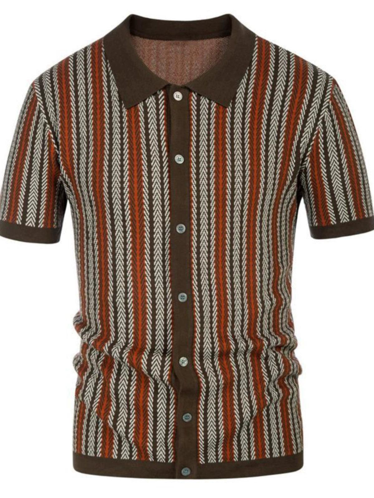 Men’s Striped Jacquard Business Polo Shirt – Stylish & Comfortable Workwear - ClubOn