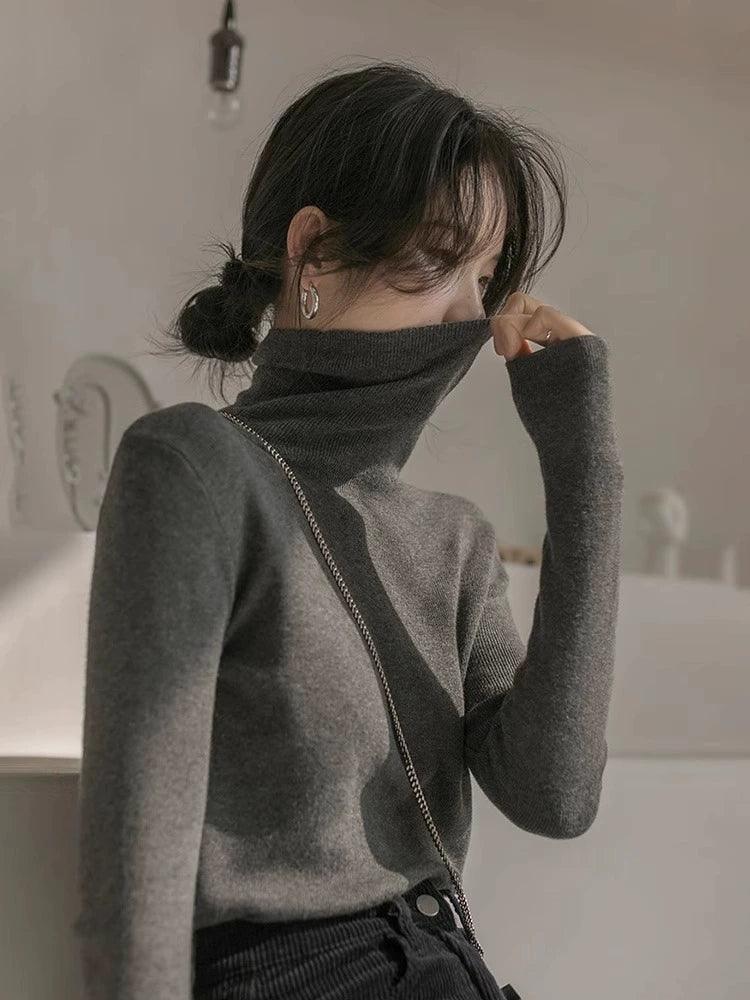 2024 Women's High Collar Wool Bottoming Shirt - ClubOn