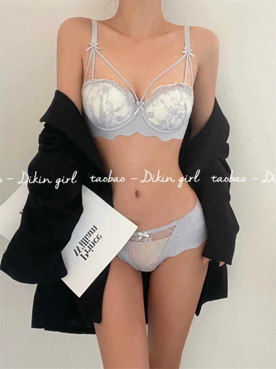 White Lace Seamless Bra Set for Small Chests - ClubOn