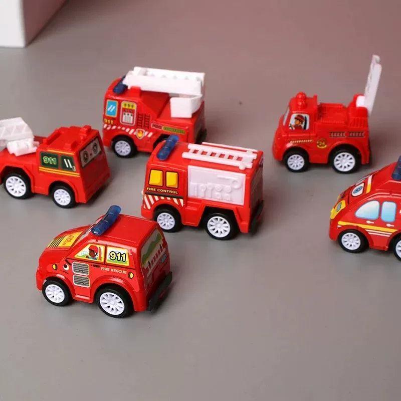 Pull Back Car Toy Set – Fire Truck, Compact Car & Engineering Vehicle - ClubOn