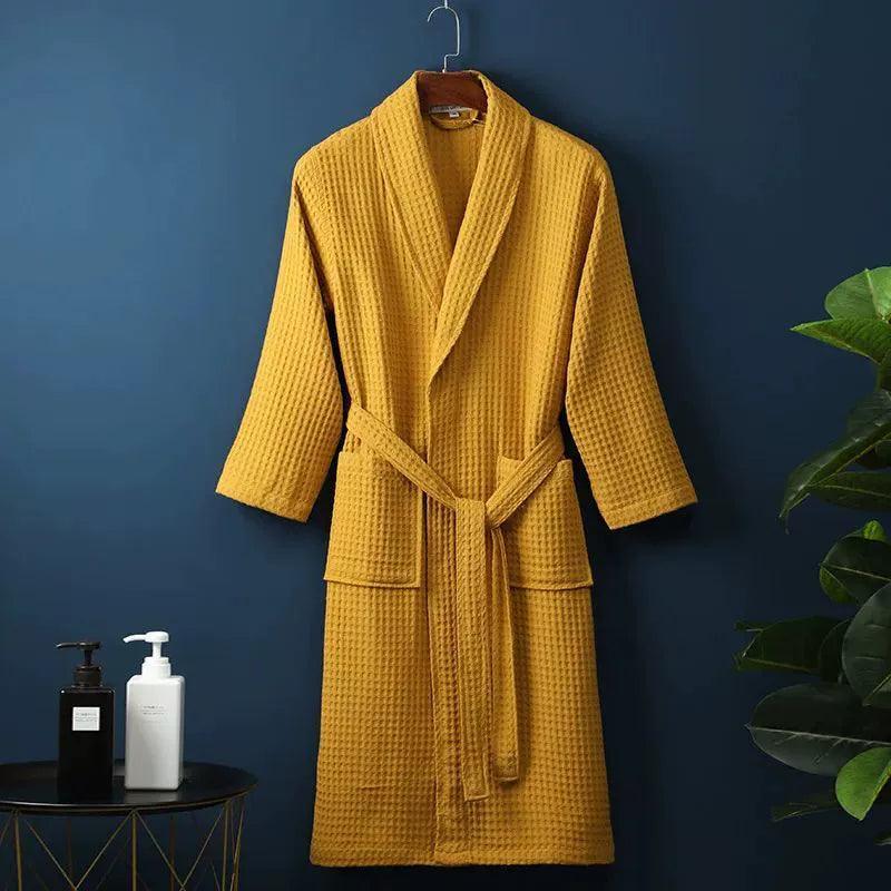 Men Women 100% Cotton Terry Bathrobe – Water Absorbent Towel Sleepwear - ClubOn