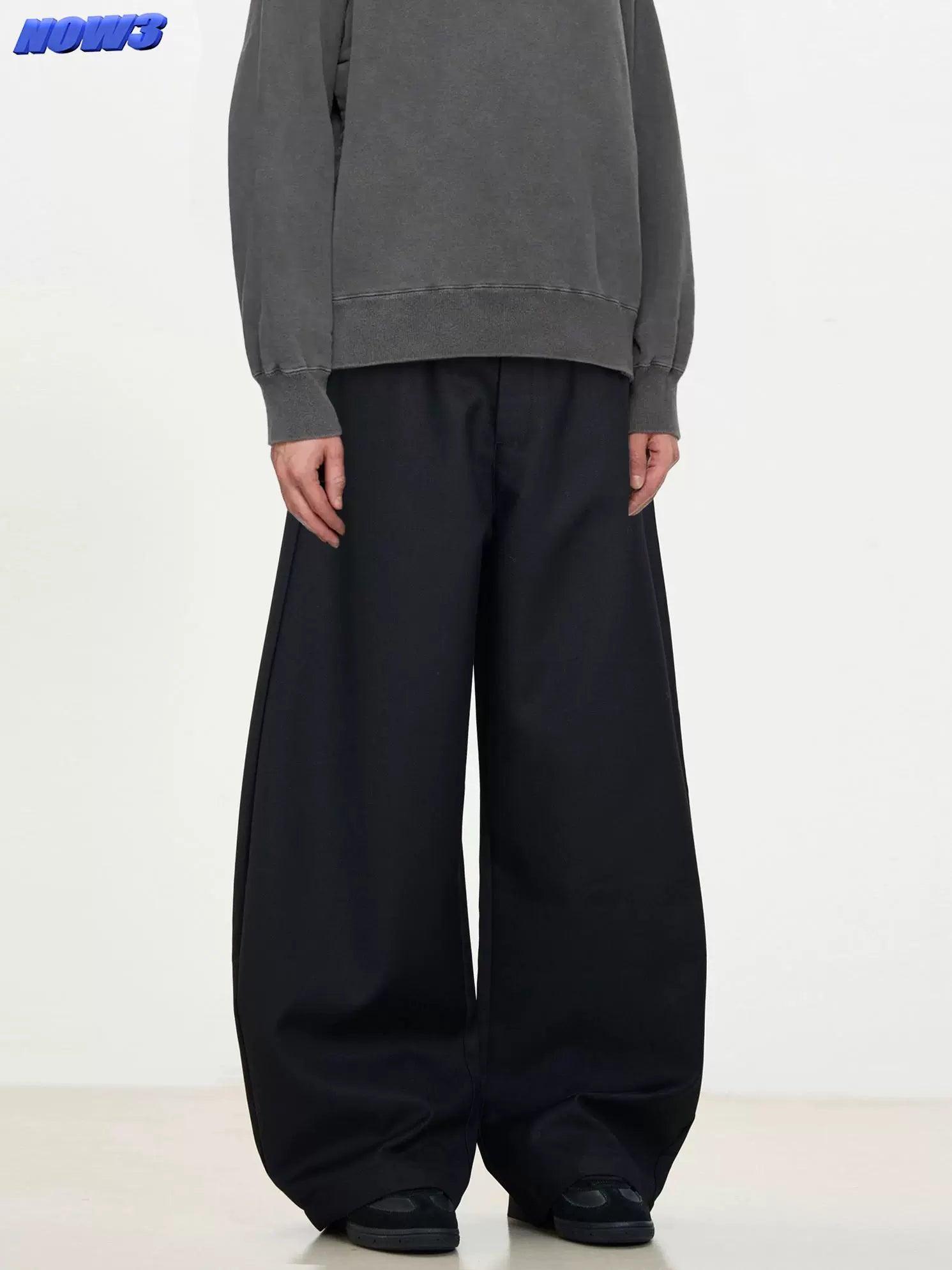 Commuter Drape Black Scimitar Trousers for Men – Loose Baggy Wide-Leg Casual Trendy Pants - ClubOn