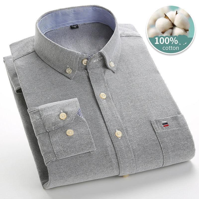 Men's 100% Cotton Long & Short Sleeve Shirt - Oxford Spinning for Autumn & Winter - ClubOn