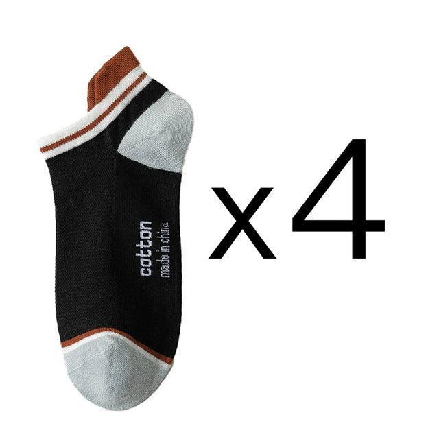 4 Pairs Cotton Men’s Short Socks – Fashionable, Breathable Ankle Socks - ClubOn