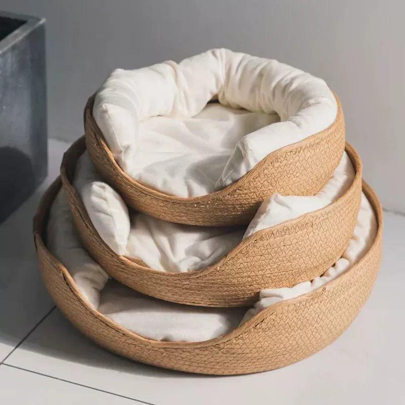 Soft Pet Bed Cat Kennel & Dog Sofa Bed | Bamboo Weaving, Four Seasons Use - ClubOn