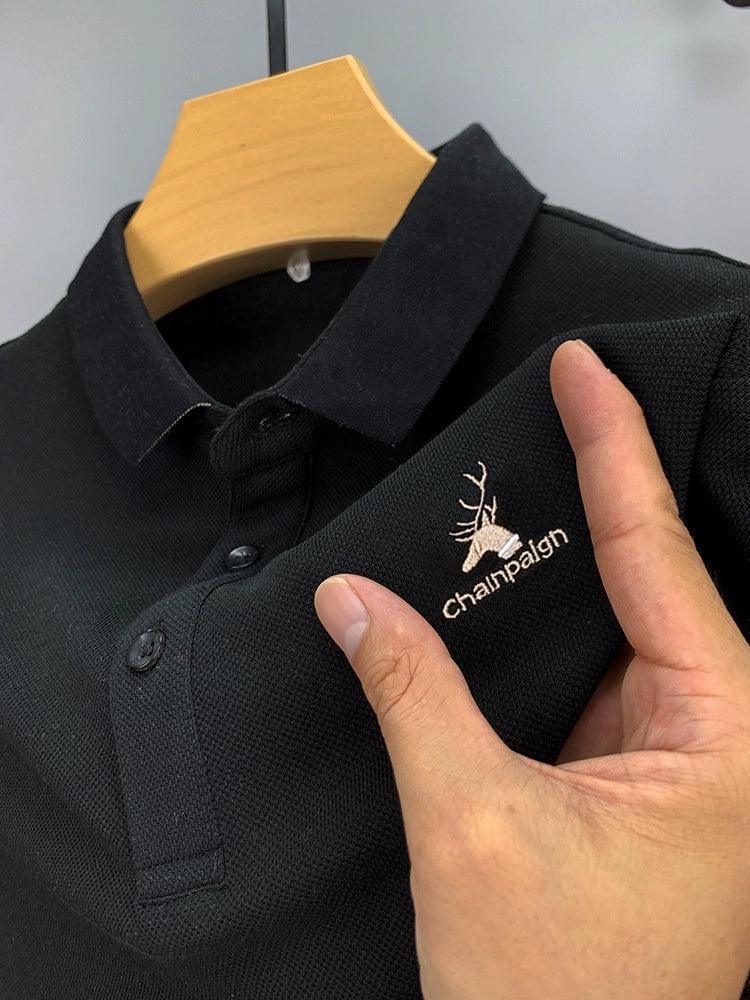 Spring and Autumn Men's Long-Sleeved T-shirt – Pure Cotton Paul Polo Shirt, High-End Embroidered Lapel Top, Bottoming T-shirt - ClubOn