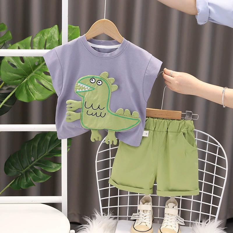 Cartoon Short-Sleeved Suits for Kids – Summer Fun - ClubOn