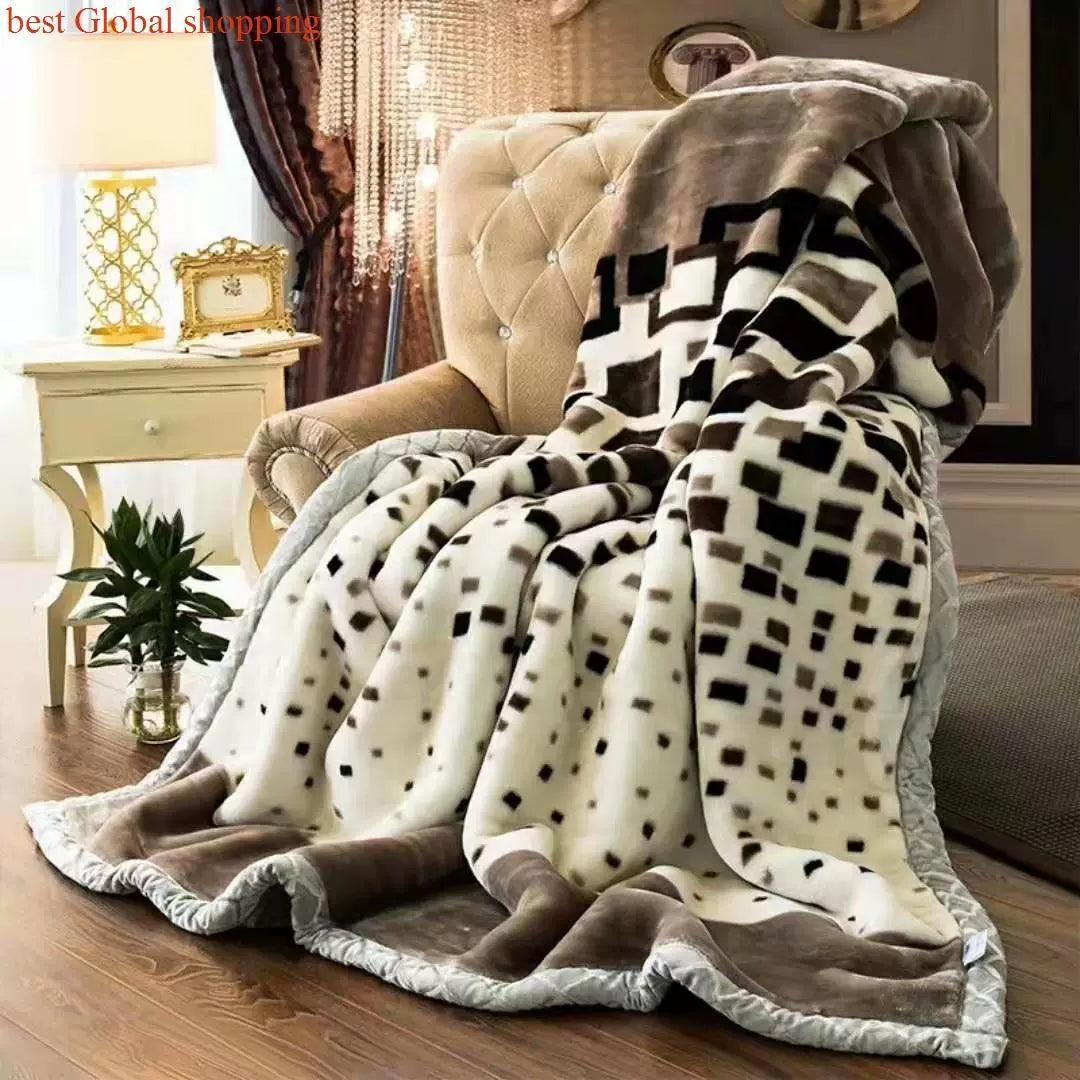 Winter Double-Layer Raschel Blanket – Thickened Warm Quilt - ClubOn