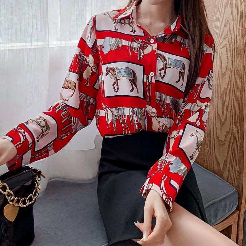 Spring Women Blouses Vintage Streetwear Casual Loose - ClubOn