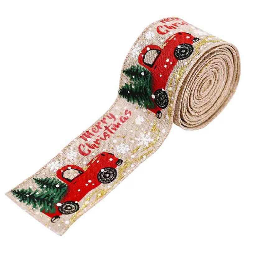 Christmas Print Ribbon for Holiday Tree Decorations - ClubOn