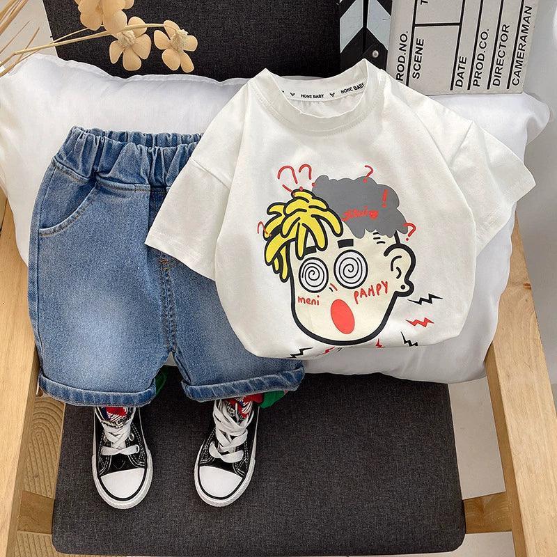 Boys Loose Printed Short-Sleeved Top - Small & Medium Sizes - ClubOn