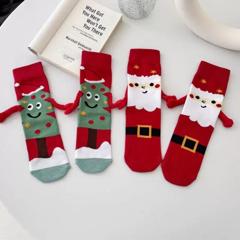Christmas Holding Hands Socks – Women’s Festive Couple Style - ClubOn