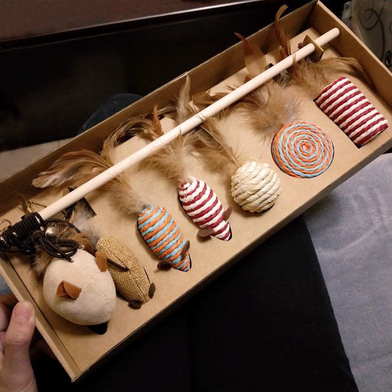 Feather Cat Teaser Stick – Bite-Resistant Teething Toy for Kittens - ClubOn