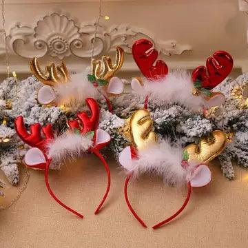 Christmas Antlers Bell Head Button – Holiday Headwear Decoration - ClubOn