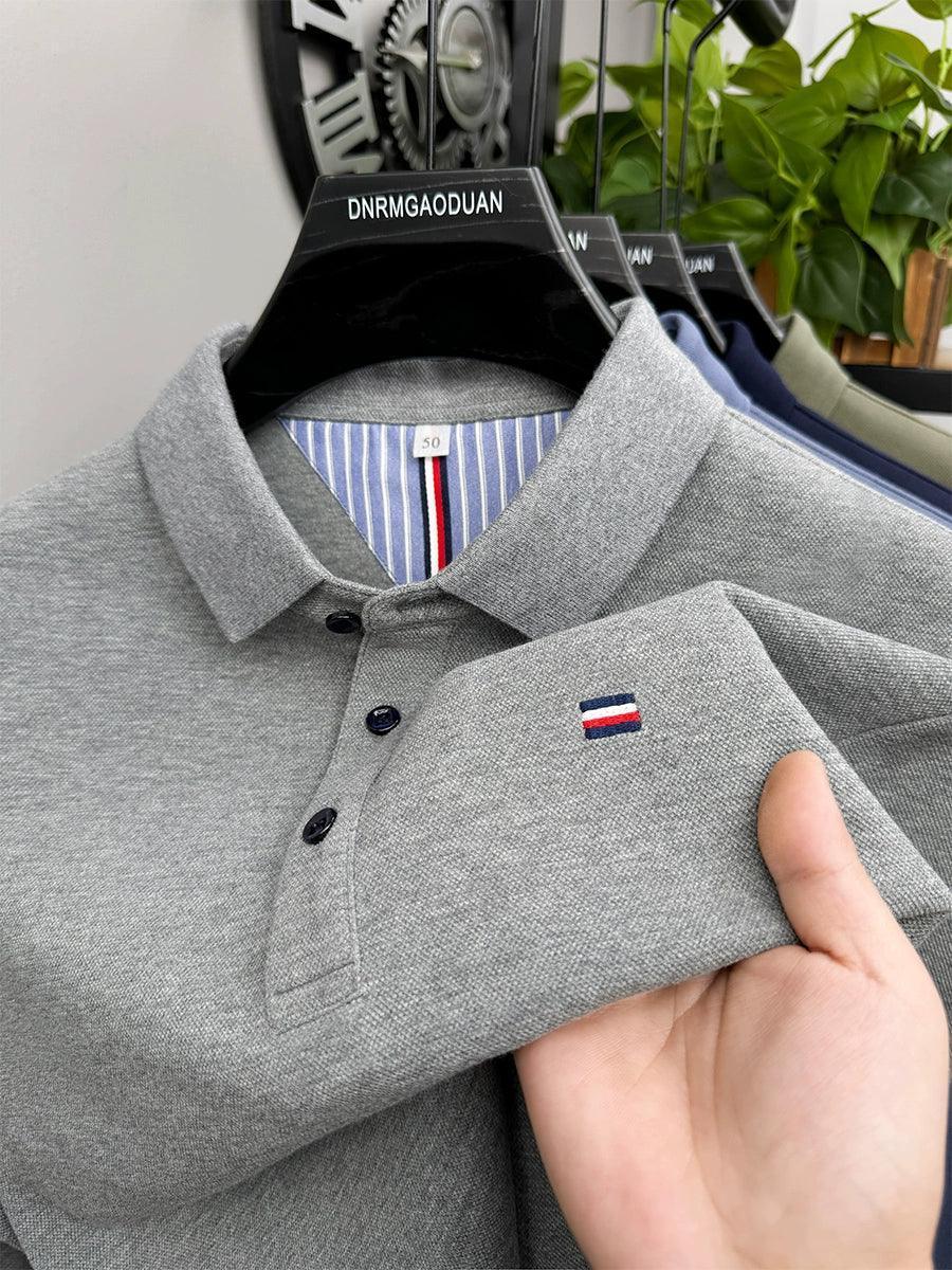 Men's Long-Sleeved T-shirt Pure Cotton Paul Polo Shirt – Autumn Casual High-End Bottoming Shirt - ClubOn