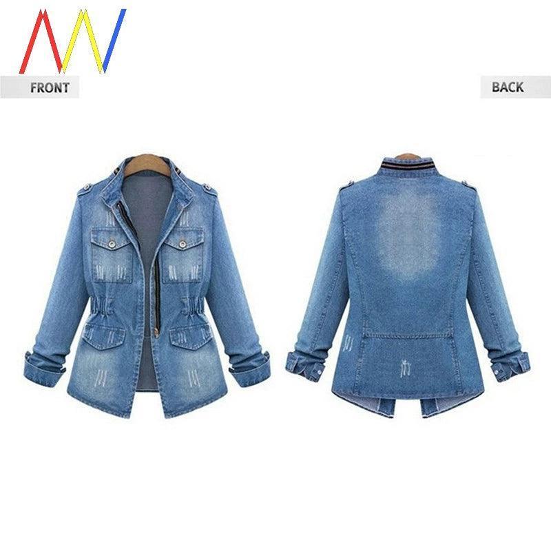 Plus Size Denim Jacket - Big Fat Coat for Women - ClubOn