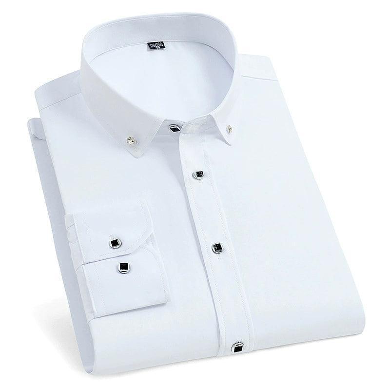 Men's Spring and Autumn Long-Sleeved Button-Down Shirt - Slim Fit Business Casual Shirt - ClubOn