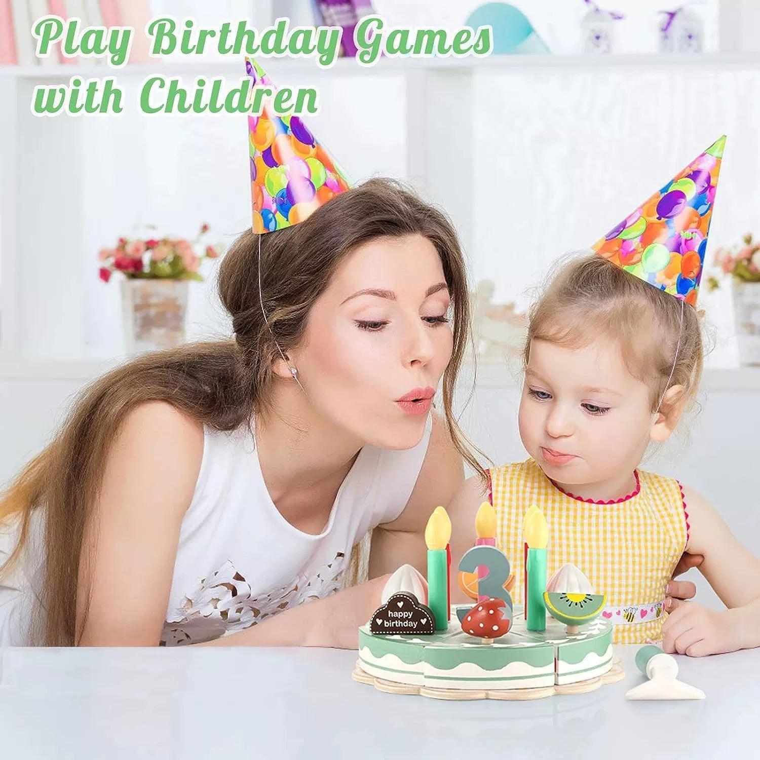 Play Kitchen Accessories – Wooden Birthday Cake Set for Early Play - ClubOn