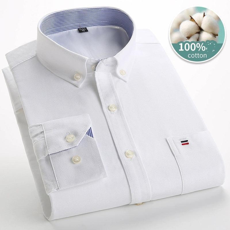 Men's 100% Cotton Long & Short Sleeve Shirt - Oxford Spinning for Autumn & Winter - ClubOn