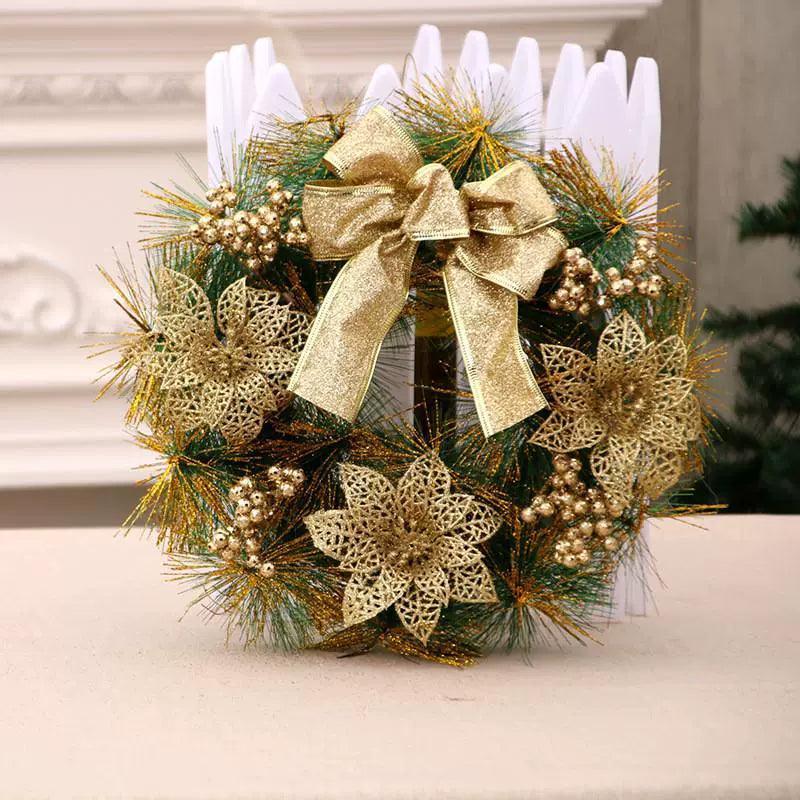 Christmas Floral Rattan Wreath – Holiday Door Decoration - ClubOn