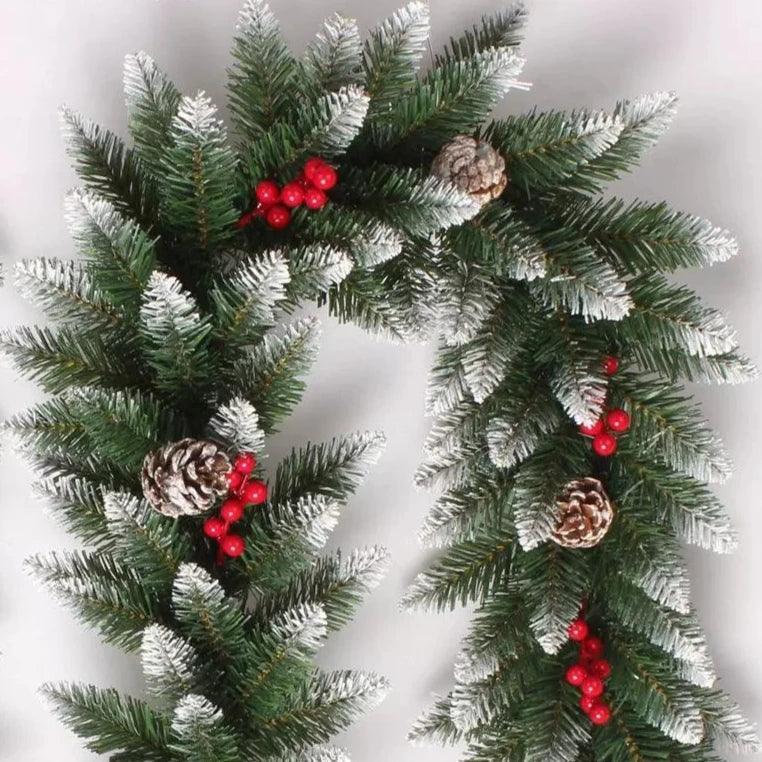 Rattan Christmas Wreath with Pine Cones & Red Fruit – Holiday Décor - ClubOn