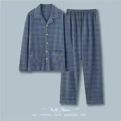 Men's Long Sleeve Cotton Pajama Set - Soft & Comfortable Sleepwear - ClubOn