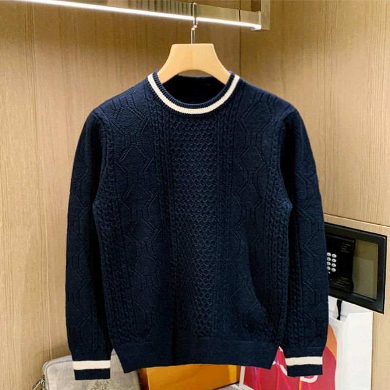 Retro Men's Worsted Twisted Sweater - Thick Warm Winter Knit - ClubOn