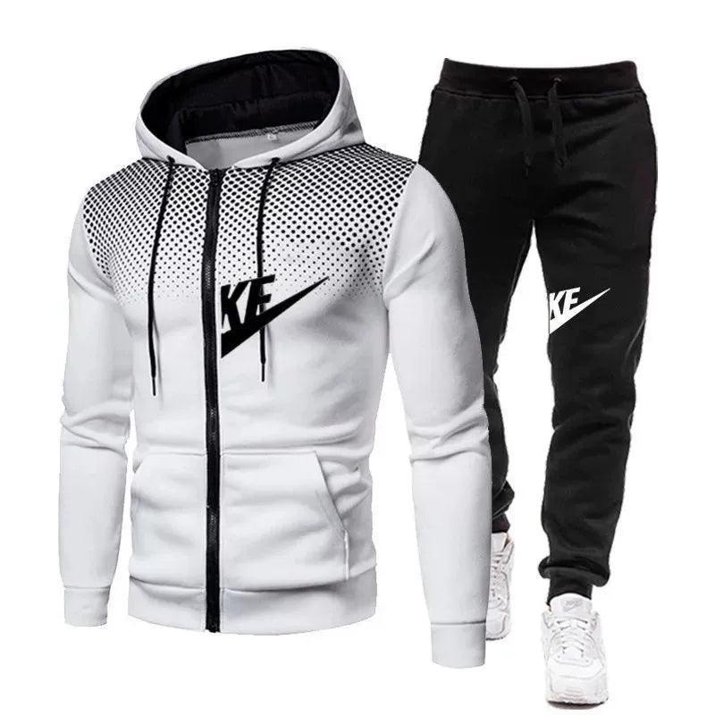 Men's Autumn Winter Set - Zipper Hoodie + Pants 2-Piece Set - ClubOn