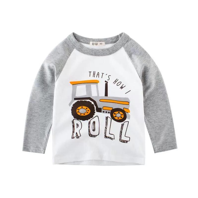 Kids Boys' Long Sleeve T-shirt – Excavator Print for Babies & Children - ClubOn