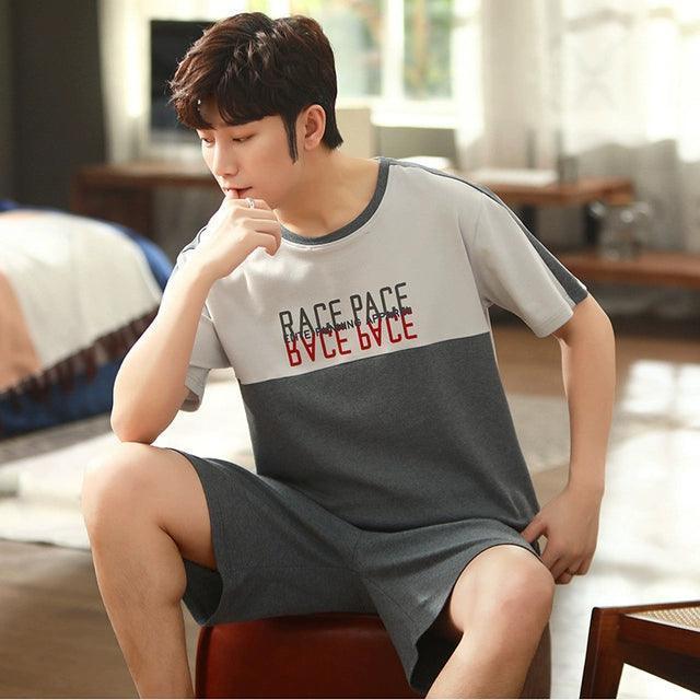 Men's Summer Pajama Set - Printed Sleepwear with Short Sleeves - ClubOn