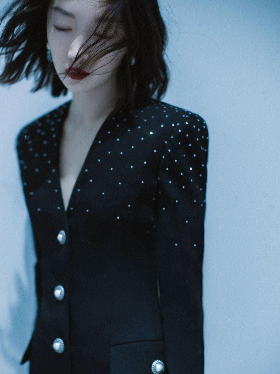 2024 Zhou Dongyu Inspired Diamond Small Suit Long Coat - ClubOn