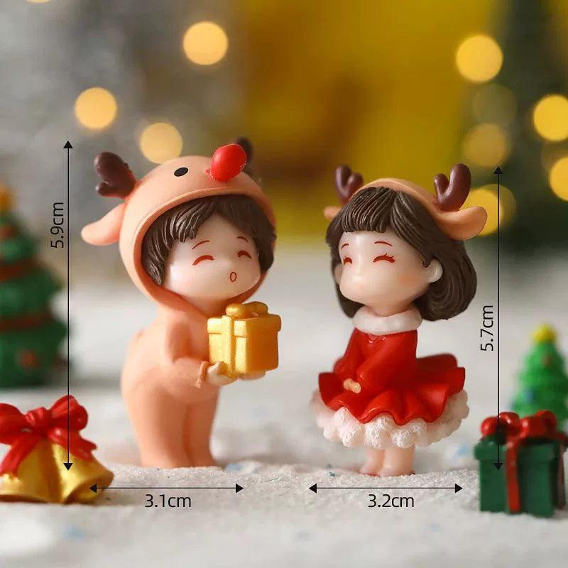Merry Christmas Couple Figurines – Santa Claus & Snowman Decor - ClubOn